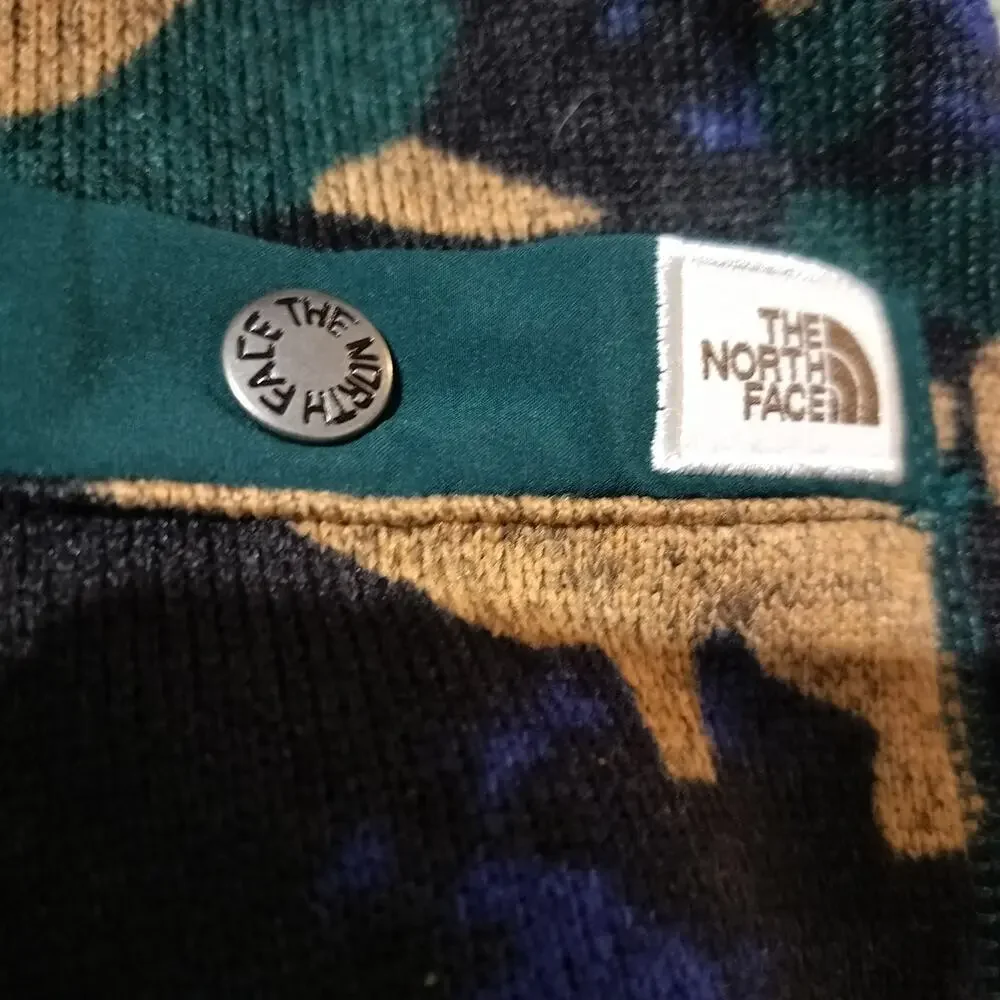 M1236)The North Face Men M Gordon Lyon 1/4 Zip Multi Color Camo Dazzle Fleece